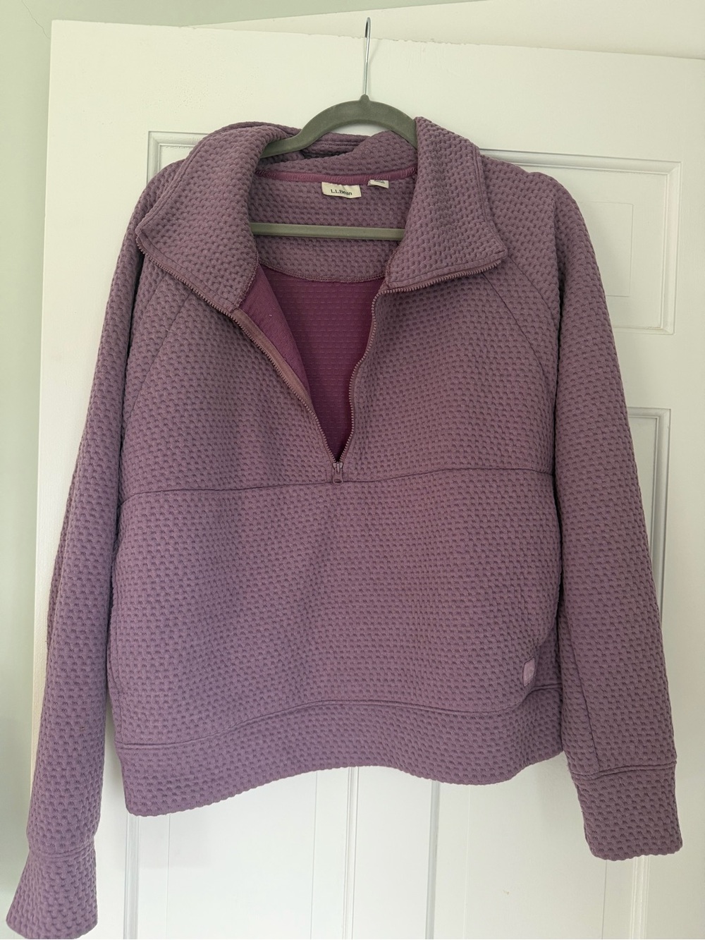 L.L. Bean Lavender Quarter-Zip Waffle Pullover